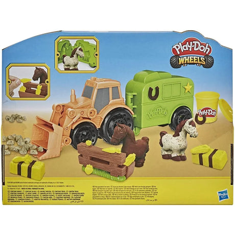 Back of Play-Doh farm truck box showing toy and accessories – Ireland