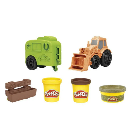 Layout of tractor, trailer, and Play-Doh tubs from farm truck set – Ireland