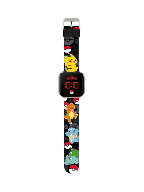 Pokémon LED black watch with red digital display and character strap featuring Pikachu and friends in Ireland.