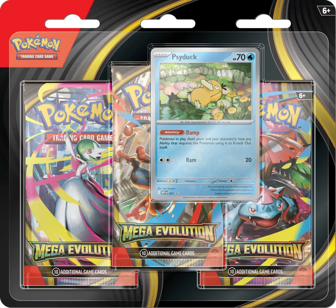 Pokémon Mega Evolution 3-Pack Psyduck edition with foil promo card and boosters in Ireland