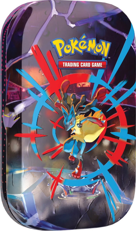 Pokémon Mega Heroes Mini Tin featuring Mega Lucario artwork and contents in Ireland