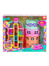 Polly Pocket Gelato House Playset in packaging showing 30+ pieces and ice cream theme.