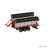 BRIXIES Plus Pöttinger Jumbo shown with the upper black roof sections opened, revealing the top of the loader wagon body