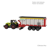 BRIXIES Plus Pöttinger Jumbo loader wagon connected to a CLAAS tractor for display, with the tractor marked as not included