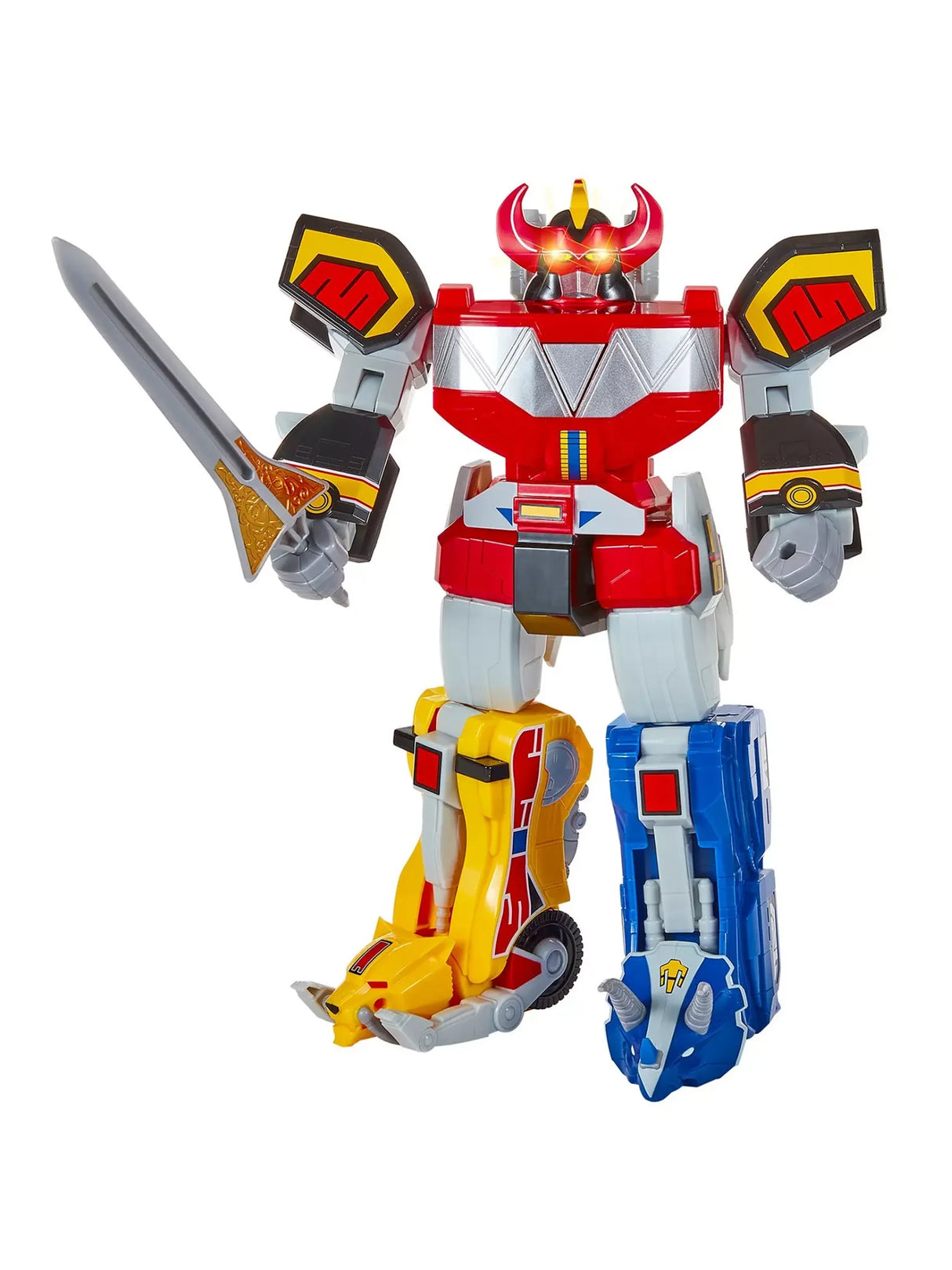 Power Rangers Megazord toy figure holding sword with light-up eyes in Ireland