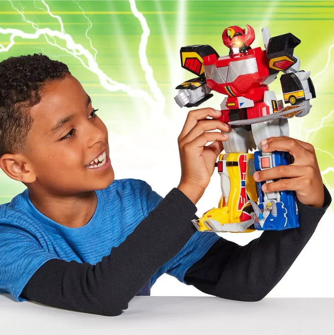 Child playing with Power Rangers Megazord action figure in Ireland