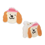 Princess Mimi hair clip with a white face, orange ears and pink hat, shown from the front and side.