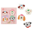 Princess Mimi hair clips shown on a pink display card and as four loose face designs in different colours.