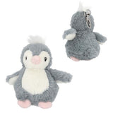Lilac Princess Mimi Plush Baby Penguin Pendant shown from the front and back with a white tummy, pink feet and silver coloured metal clasp.