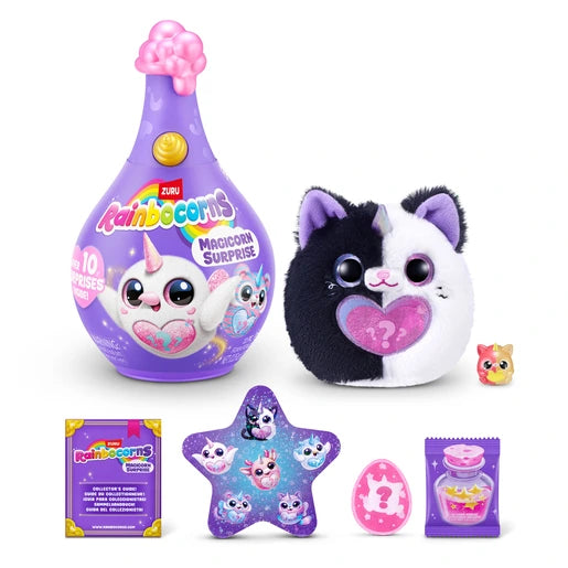 Rainbocorns Magicorn capsule with black and white plush, small figure and accessories