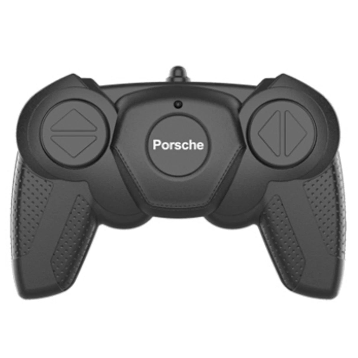 Black Porsche remote control handset with two round control pads and Porsche logo