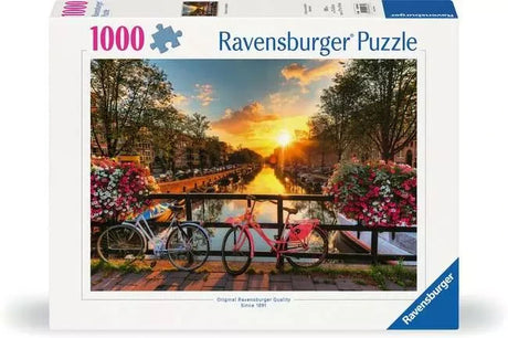 Front of the Ravensburger Bicycles of Amsterdam 1000 piece jigsaw puzzle box