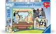 Ravensburger Bluey's Adventures 3x49 piece jigsaw puzzle box showing all three puzzle scenes, aged 5 plus, with Premium Puzzle and Perfect Age Fit badges