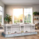 Ravensburger Buckingham Palace Light Up 3D Puzzle completed model displayed on a table in a room setting