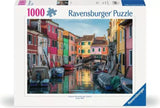 Ravensburger Burano Italy 1000 piece jigsaw puzzle box featuring colourful houses, boats and reflections along the canal