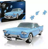 Ravensburger Cadillac Eldorado Brougham 3D Puzzle shown with retail box, completed model and loose puzzle pieces