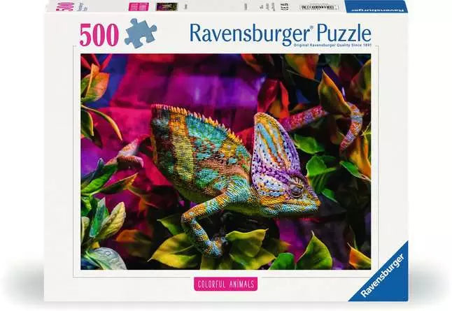 Front of the Ravensburger Chameleon 500 piece jigsaw puzzle box