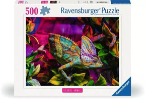 Front of the Ravensburger Chameleon 500 piece jigsaw puzzle box