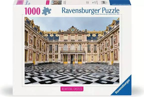 Ravensburger Château de Versailles 1000 piece jigsaw puzzle box featuring the palace courtyard and black and white geometric paving