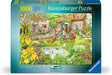 Ravensburger Cosy Café No 3 Valley Cafe Farm 1000 piece jigsaw puzzle box front showing a thatched farm café, pond, ducks, chickens and garden flowers