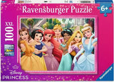 Ravensburger Disney Princess 100pc XXL puzzle packaging with bright pink design and official Disney Princess artwork