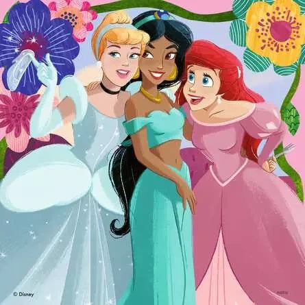 Disney Princess puzzle scene with Cinderella, Jasmine, and Ariel