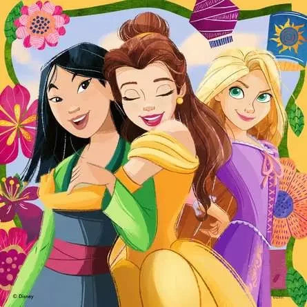 Disney Princess puzzle scene with Mulan, Belle, and Rapunzel