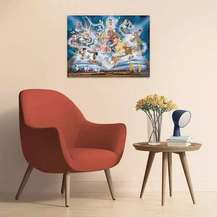 Ravensburger Disney Storybook 1500 piece jigsaw puzzle displayed framed on a wall