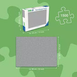 Green size guide panel showing the 1500 piece puzzle box and completed puzzle dimensions