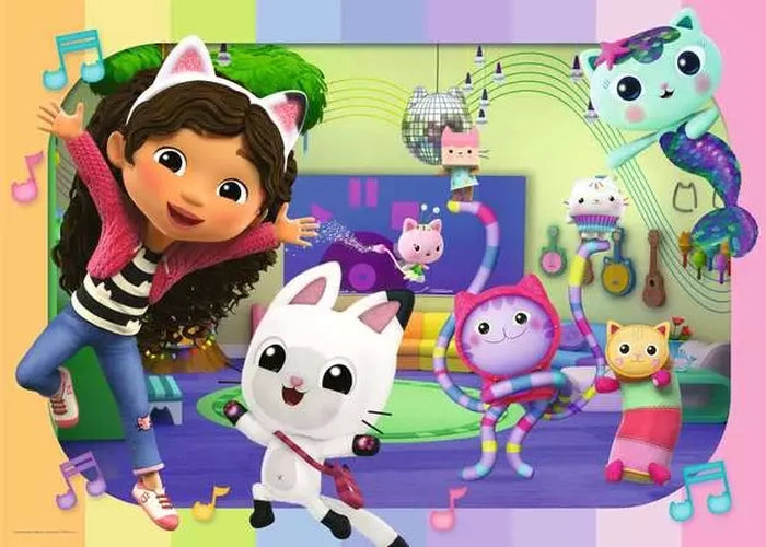 Ravensburger Gabby's Dollhouse Giant Floor Puzzle scene with Gabby, Pandy Paws and friends in the music room