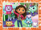 Gabby with five cartoon cats in Ravensburger Gabby's Dollhouse Puzzle 4 In a Box
