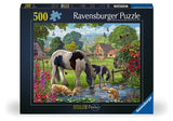 Front of the Ravensburger Hadlow Ponies 500 piece jigsaw puzzle box showing the full pony artwork