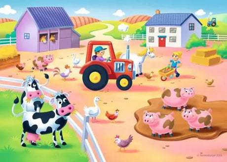 Ravensburger How Many Animals Can You Count farm puzzle with tractor, cows, pigs, chickens and geese