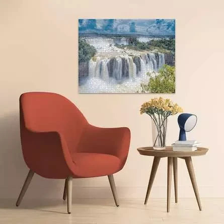 Ravensburger Iguazu Waterfall 2000 Piece Jigsaw Puzzle displayed framed on a wall