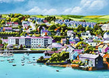 Ravensburger Kinsale Harbour, County Cork 1000 piece jigsaw puzzle artwork showing boats, harbour buildings and hillside houses