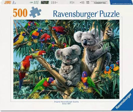 Front of the Ravensburger Koalas in a Tree 500 piece jigsaw puzzle box