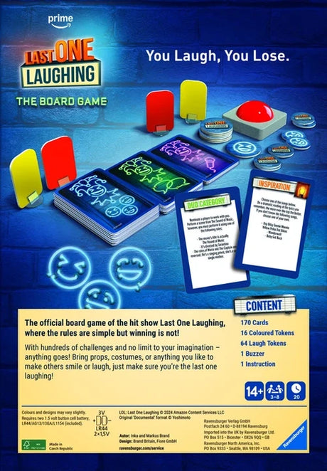Ravensburger Last One Laughing board game packaging image. Further visible details have not been verified.