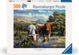 Front of the Ravensburger Longhorns 500 piece jigsaw puzzle box