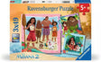 Ravensburger Moana 2 Off To New Adventures 3 x 49 piece jigsaw puzzles box front showing three Moana 2 puzzle scenes with a 5+ age mark