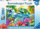 Ravensburger Ocean Treasures 300 piece XXL jigsaw puzzle box featuring sea turtles, orca, tropical fish and colourful coral