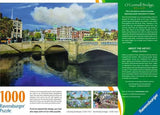 Back of the Ravensburger O'Connell Bridge Dublin puzzle box showing the bridge artwork, product information and artist Helen Condon details