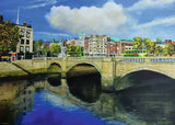 Ravensburger O'Connell Bridge Dublin puzzle artwork showing O'Connell Bridge over the River Liffey with Dublin buildings and buses