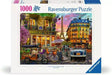 Ravensburger Paris at Dawn 1000 piece jigsaw puzzle box front showing a Paris street scene with the Eiffel Tower, bicycles and a parked car