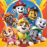 Paw Patrol puzzle group image with the full team including Chase, Marshall, Skye, Rubble, Rocky, Zuma and Everest smiling together