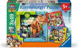 Ravensburger Paw Patrol Dino Movie retail packaging with the three included 49 piece jigsaws
