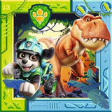 Ravensburger Paw Patrol Dino Movie jigsaw with Rocky beside a T Rex