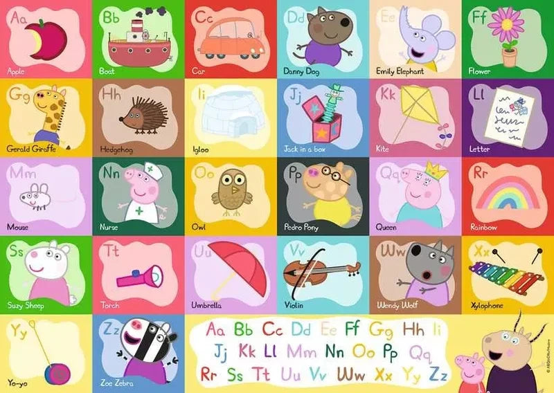 Ravensburger Peppa Pig Alphabet jigsaw artwork with alphabet pictures and Peppa Pig characters