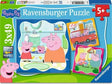 Ravensburger Peppa Pig Family Firsts 3 x 49 piece jigsaw box showing the three included family scenes