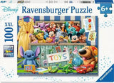 Ravensburger Pixar Multicharacter 100 Piece XXL jigsaw puzzle retail box showing the completed Pixar character artwork on the front