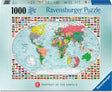 Ravensburger Portrait of the Earth 2 1000 piece puzzle front packaging showing the world map and surrounding national flags